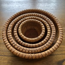 Vintage Nested Round Nantucket Baskets (shallow) Set of 4-Signed ND 1989 picture