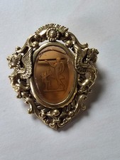 vintage Purple yellow faced glass Cupido Brooch , pendant X picture
