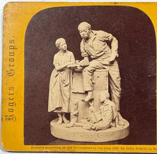 Uncle Ned’s School – A John Rogers Statuette Historic Vintage Stereoview Card picture