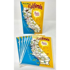 7 Vintage Postcards Hello from California Map Golden State Colorscope Prints picture