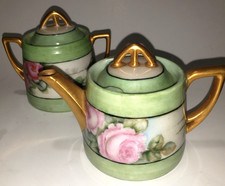 Antique C T Altwasser Silesia Hand Painted Roses Individual Teapot & Sugar Bowl picture