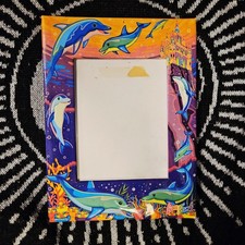 Vintage 90s Lisa Frank Fantasea Castle Dolphins Standing Photo Frame P1103 Rare picture