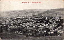 Postcard Aerial View from West Hill in Norwich, New York picture
