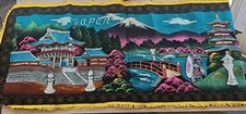 Vintage Japenese Tapestry Black Velvet - Japan Temples, Mt Fuji 43