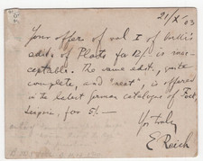 Emil Reich Signed Note 1903 / Autographed Jewish-Hungarian Historian picture