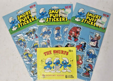 RARE Vintage Smurfs 1981 Smurf Puffy Stickers Sets 6611, 6612, 6609. + Stickers. picture