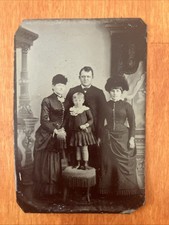Family With Cute Child Victorian Fashion Tintype Antique Photo Tin Type picture