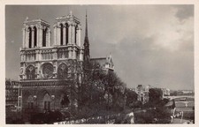 RPPC Notre-Dame Cathedral Paris 1930s Postcard France Rose Window Siene River picture