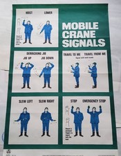 Vintage 1967 RoSPA Mobile Crane Hand Signals Safety Poster – 76 x 50.5 cm picture