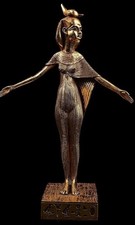 Egyptian Goddess Serket Statue Gold Leaf Hand Painted Canopic Protector Figurine picture