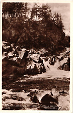 Salmon Leaping River Garry Struan Calvine Scotland RPPC Photo Postcard 1930s-40s picture