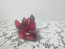 VINTAGE DOUBLE CARDINAL OF LOVE TITAN ART GLASS PAPERWEIGHT SIGNED W WARD 1995 picture