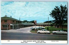 1956 Erin Rancho Motel & Hotel & Restaurant Cars Grand Island Nebraska Postcard picture