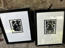 Margarita Fick Rare Papel Picado Set 2 Signed Mexican Folk Art Unframed picture