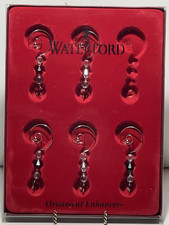 5 WATERFORD CRYSTAL ORNAMENT ENHANCERS HANGERS ~ IN ORIGINAL BOX (1 missing) picture