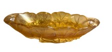 Carnival Glass Marigold Amber Sunflower Relish Candy Dish cracker multi use dish picture