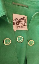 Free shipping vintage Hermes Paris buttons Anchor logo golden Green set of 3 lot picture