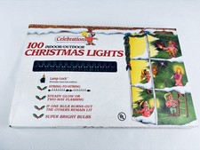 Vintage 100-Green Indoor/Outdoor Christmas Lights Celebrations Steady Or 2 Way picture