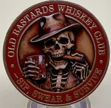 * Old Bastards Whiskey Club Challenge Coin Sip Swear And Survive New In Capsule picture