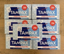 Vintage Tampax Tampon Sample Boxes 2 Super And 2 Super Plus 7 Boxes picture