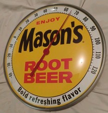 VINTAGE MASON'S ROOTBEER SODA POP ADVERTISING THERMOMETER SIGN Gas Station- MINT picture