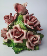 Vintage CAPODIMONTE Rose Flower Sculpture Jay Willfred Centerpiece ITALY picture