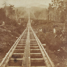 Train Stereoview 1880 Mount Washington Cog Railway Railroad New Hampshire M263 picture