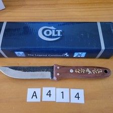 Colt Hammered Steel Knife Wood Inlay Handles CT340 Hunting Native Chip Flint picture