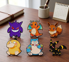 Bundle 6X Pokemon Pin Badge Snorlax Gengar Eevee Umbreon Dragonite Psyduck US picture