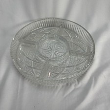 Vintage Libbey Clarion Divided Serving Dish Tray Clear Glass 9