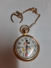 Vintage 1970s Bradley Mickey Mouse Mechanical Wind Up Pocket Watch WORKING picture