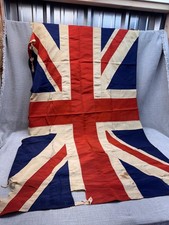 Antique/Vintage British Union Jack Sewn Flag 35x59 Cotton Bunting Distressed picture