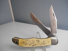 VINTAGE SCHRADE SCRIMSHAW S.C.C. USA SC508 LARGE FOLDING HUNTER POCKET KNIFE NOS picture