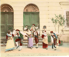 Italy, Sorrento, Tarantella Dance 1901 Vintage Albumen Print Albumin Print picture