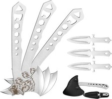 Wolfhead 6-Piece Silver Throwing Axe Set – Garden Camping Target Practice Tools picture