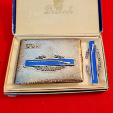 WWII Sterling CIB Combat Infantryman Badge Cigarette Case Pin Set Delta Box picture