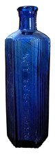 Antique Cobalt Blue Poison Bottle 8 Oz NOT TO BE TAKEN Ribbed Hexagonal picture