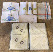 Vintage 21 Linen Cotton Cocktail Napkins (2 Sets of 6 Embroidered Lace are NIB) picture