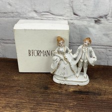 Vintage Porcelain Victorian Courting Couple Figurine Gold Trim With Box picture