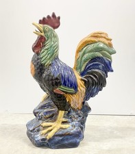 Vintage Italian Rooster Farmhouse Rustic Cottage Tuscan Majolica Decor Statue picture