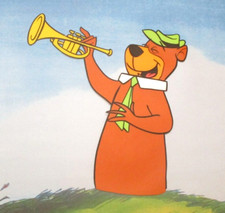 1960's YOGI BEAR hat tie trumpet billboard HANNA-BARBERA ORIGINAL PRODUCTION CEL picture
