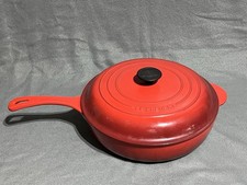 Le Creuset Signature Deep Sauté Pan W/Lid #30 Red 4.25 qt Heavy Cast Iron Enamel picture