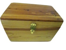 Vintage Miniature Cedar Chest-Jewelry/Trinket Box-Clean-Recipe Box picture