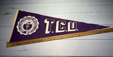 vintage purple and white felt pennant from Texas Christian University (TCU) picture