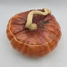 PATRICIA GARRETT Studio Pottery PUMPKIN Tureen w/ Lid 7 X 9 Signed 1997 MINT picture