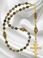 Handmade Orthodox Rosary: Natural Fancy Jasper Beads, Stainless Steel Cross picture