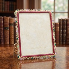 Jay Strongwater Theo 8x10 Bejeweled Frame Bouquet Gold SPF5921-289 New picture