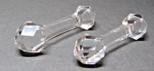 2 Vintage  Crystal Glass Dumbbell Style Elegant Knife Rest Stand #A26-21 picture