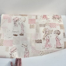 Vintage Sarah Kay Pink Brown Cream Little Girl and Boy Wholesome 70s Wallpaper picture