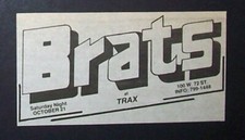 The Brats (Band) Trax NYC 1978 Mini Poster Type Concert Ad (Post Rick Rivets) picture
